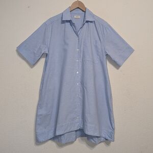 AYR Cotton Oxford Oversized Button Up Shirt Dress Size XS light blue
